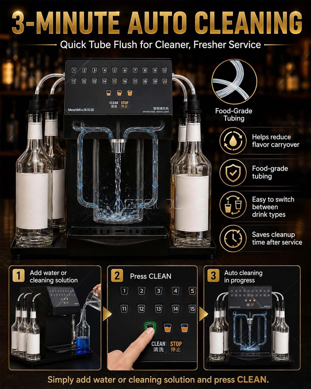Kit para Preparar cócteles en un Bar, estación de cócteles Profesional automatizada con función de autolimpieza, máquina Inteligente para Preparar Bebidas con Capacidad para 6 Botellas de
