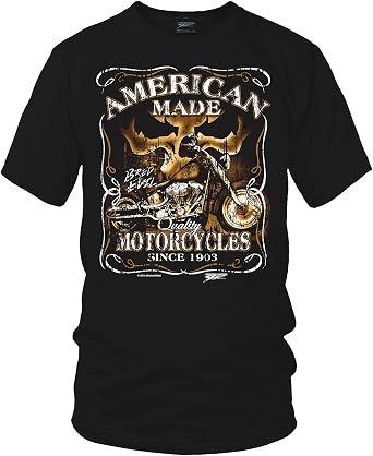 Motorycle t-Shirt Classic Biker Vintage Harley Mens American Made Tee
