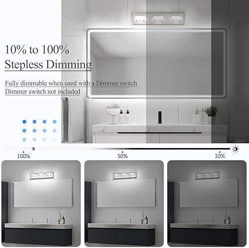 Miniatura 136 de Ralbay - Lámpara LED moderna y negra para tocador de baño, con 3 luces, accesorios de iluminación de pared de baño de acrílico Luz blanca
