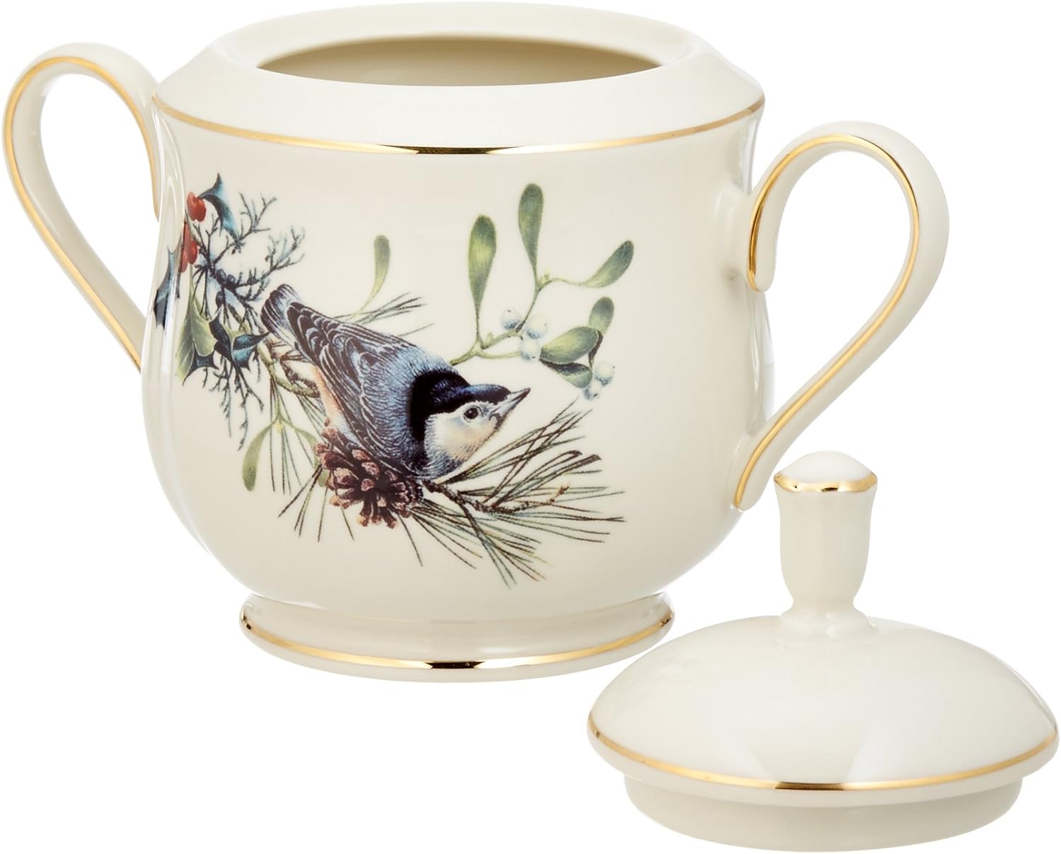 Lenox Winter Greetings Sugar Bowl, Ivory, Gold