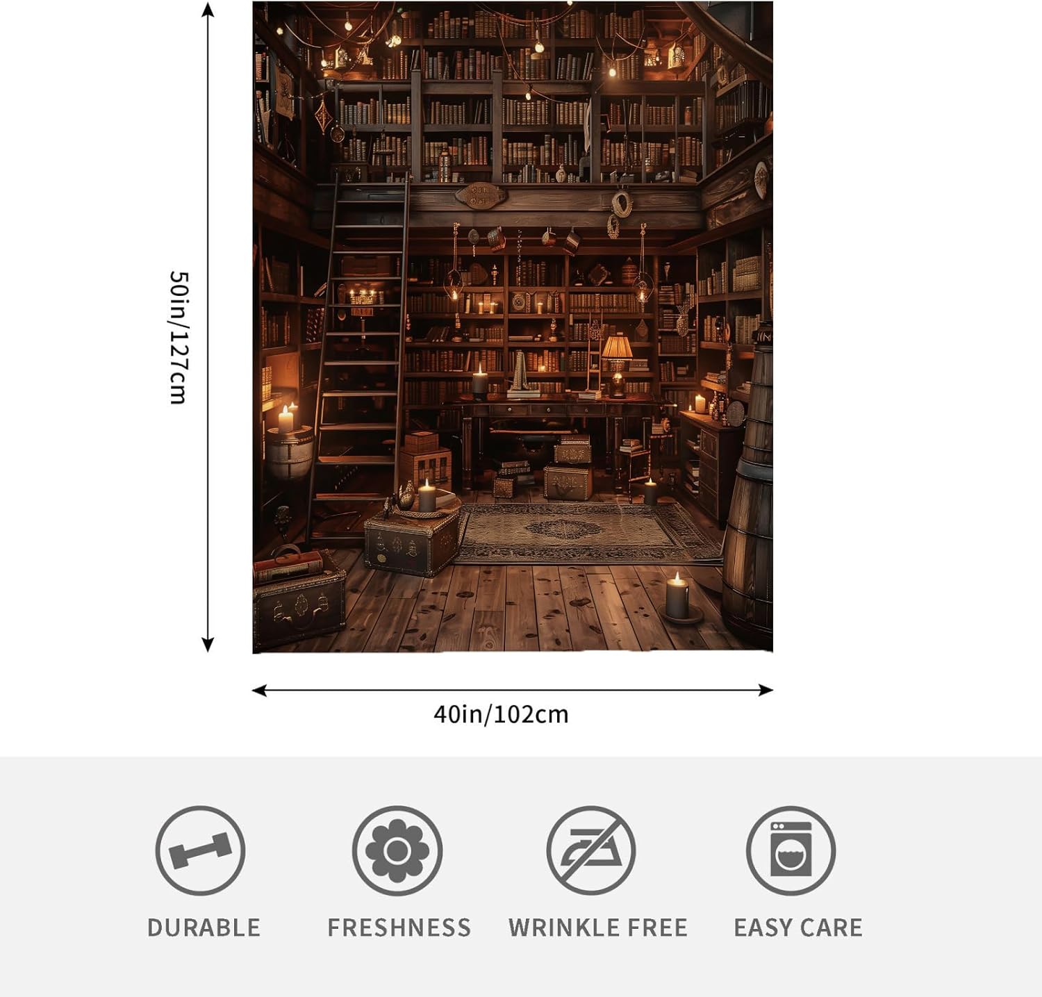 Vintage Bookshelf Bookcase 40" x 50" Old Retro Library Super Soft Bedding Fleece Throw Blanket Luxury Bed Blanket Sofa Living Room Bedroom Warm Lightweight for Men and Women