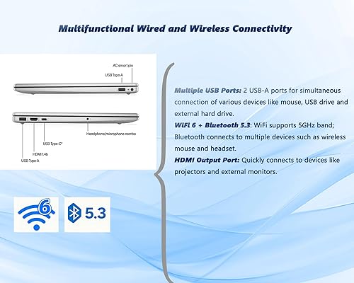 Miniatura 7 de HP Laptop con pantalla táctil de 15.6 pulgadas para estudiantes, Intel Core i3, 32 GB de RAM  SSD de 1 TB, ligera, batería de larga duración,