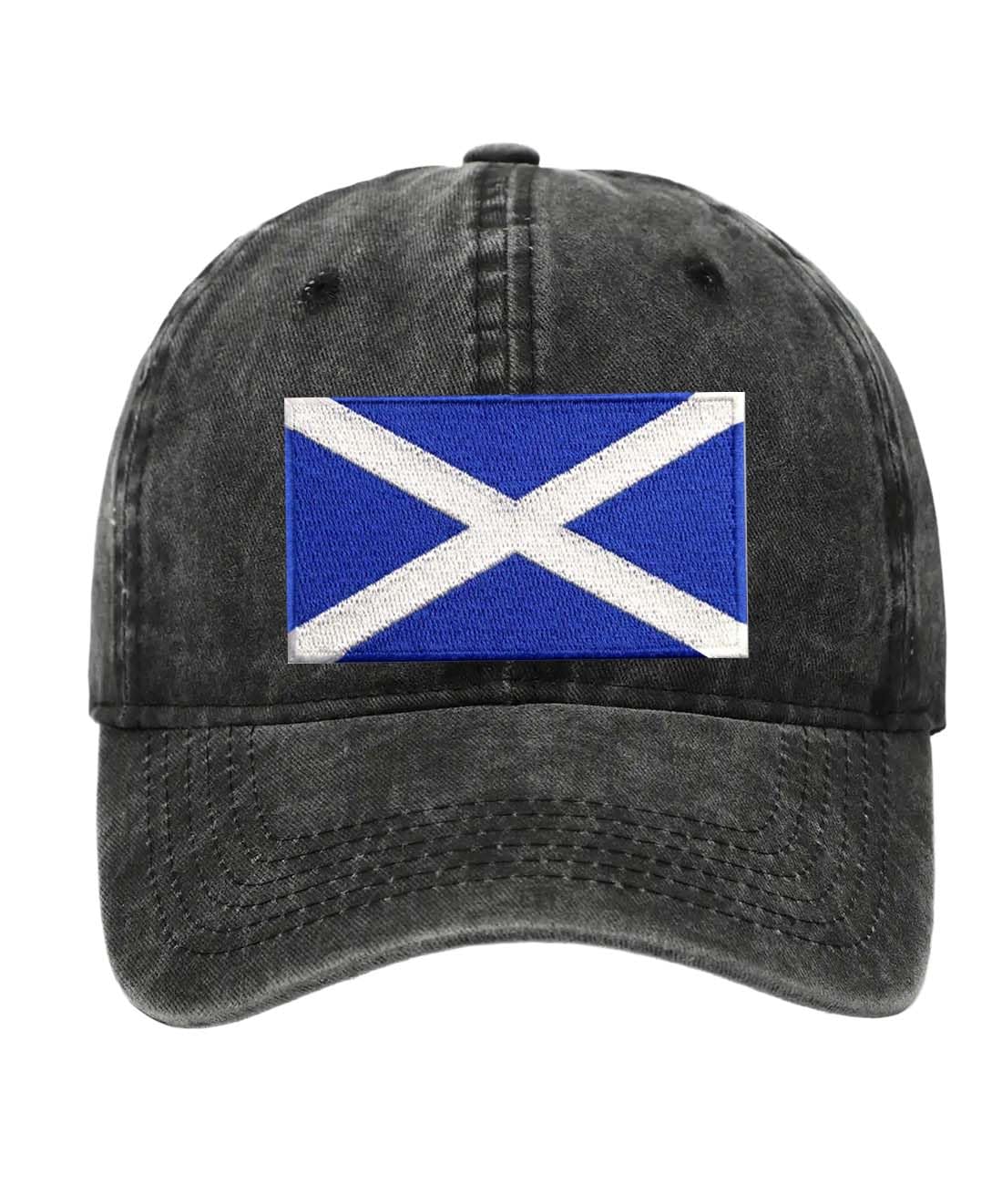 Petite Pine Scotland Baseball Cap with Washed Cotton Fabric,Hat with Embroidered by Scots Scottish Patch,Sun Hat,Adjustable Baseball Cap for Unisex Men Women Teens Washed Baseball Cap(Black)