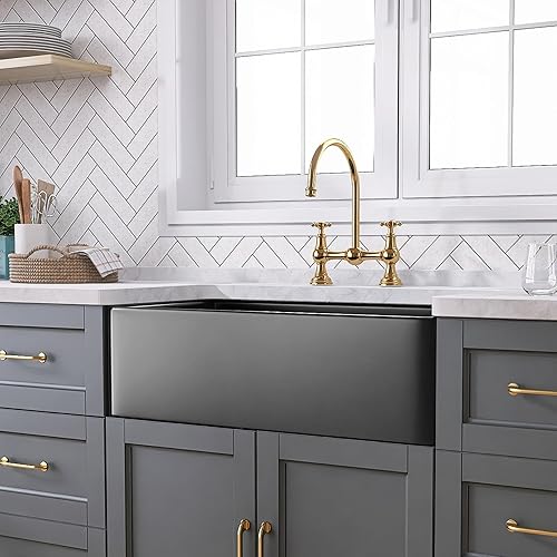 Fregadero negro de granja de 30 x 18 pulgadas, delantal delantero de granja, arcilla refractaria, fregadero de cocina grande con cuenco individual,