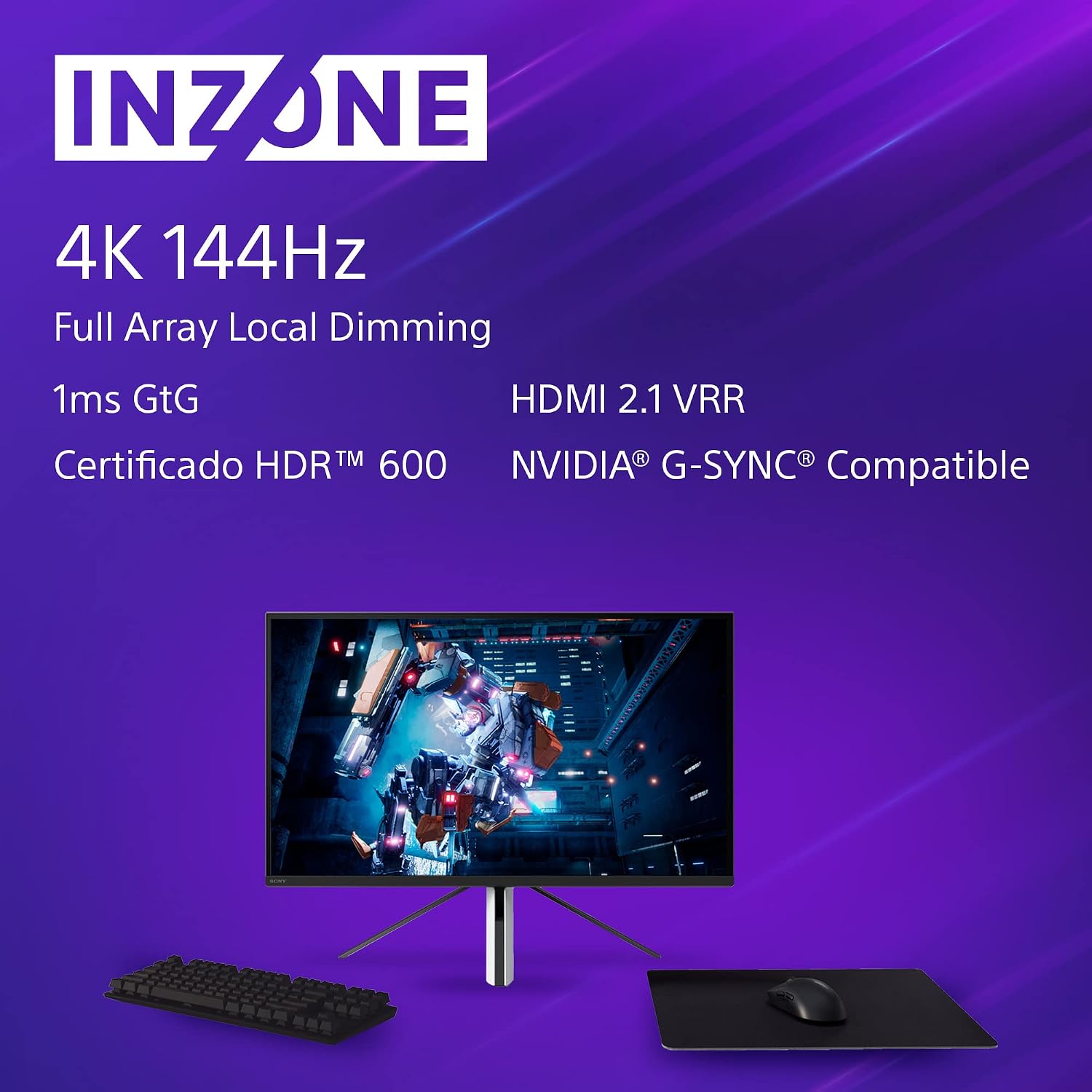 Sony INZONE M9 Monitor Gaming de 27 Pulgadas: Modelo 4K 144 Hz 1 ms Full Array con atenuación Local HDMI 2.1 VRR 2022 3