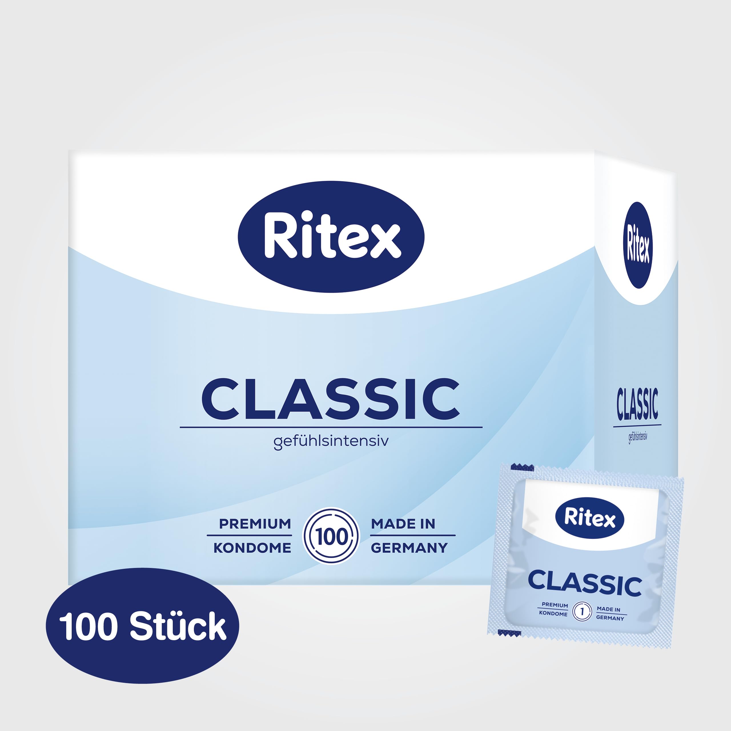 Ritex Preservativos clásicos, intensos para una sensación especialmente intensa, 100 unidades, fabricados en Alemania (1 unidad)