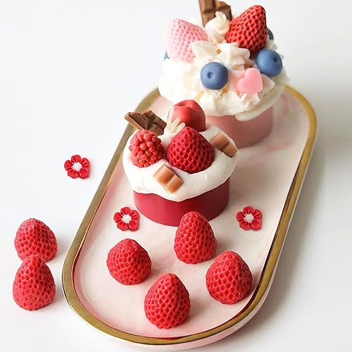 Miniatura 4 de 5 moldes para hornear fresas, moldes de silicona con flores, moldes comestibles 3D para fondant de fruta de fresa para chocolate, dulces, cupcakes,