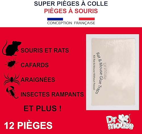 Miniatura 5 de Dr Mouse - Trampa de pegamento para ratones e insectos - Paquete de 12 trampas para ratones - Tablero de pegamento - Bandeja adhesiva para atrapar