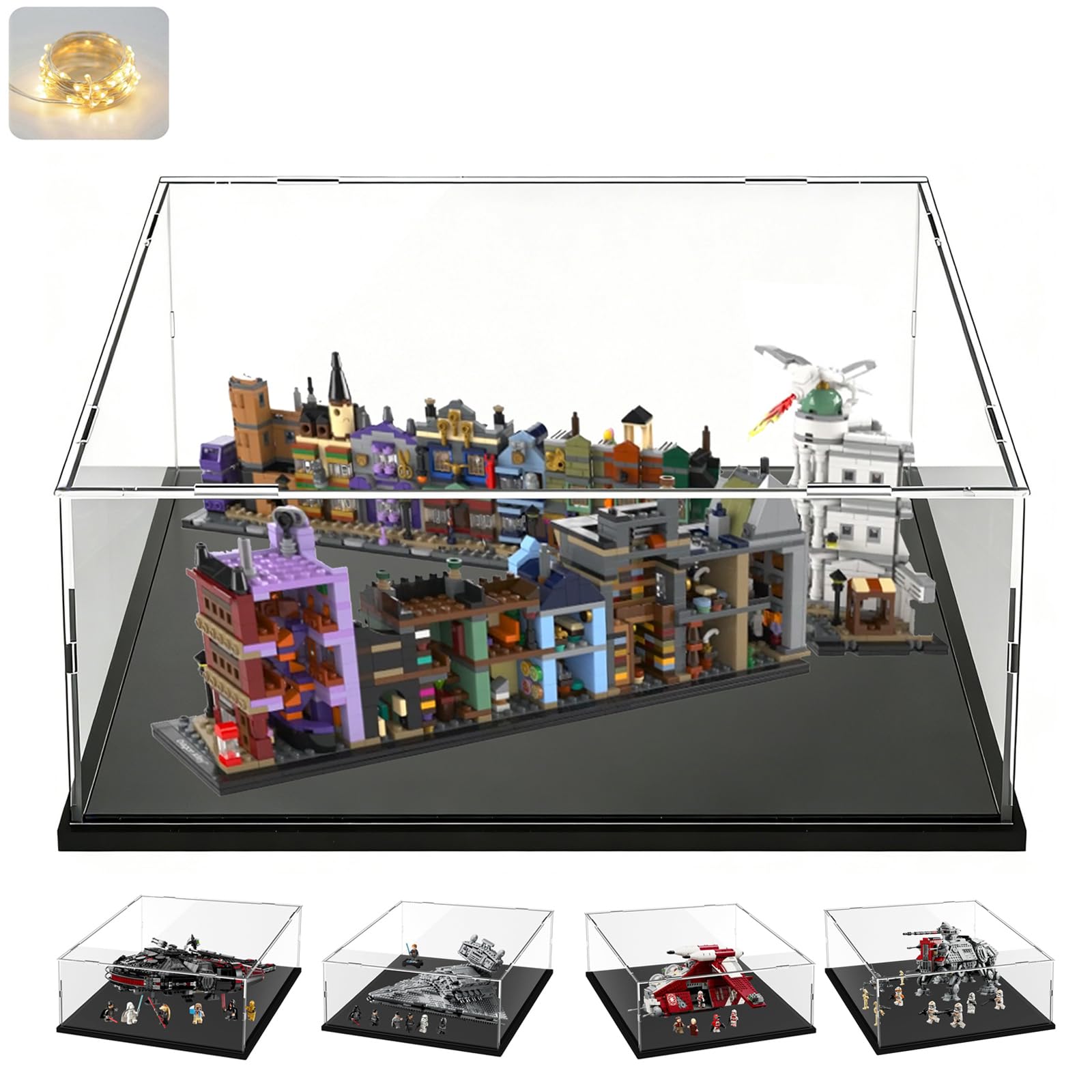 Vitrina Expositora para Lego 42172 McLaren P1 42143 SP3 42156 42096 42115 42083 1:8 Maqueta Coche Colecciones, Expositor Cajas Transparente Grande Vitrina Acrílica 3MM, Interior Blanco 60x30x20cm — view 38