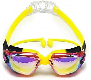 BURNLAB Kids Mirrored Lens Swimming Goggles for Pool and Outdoor Swimming, Adjustable Fit, Boys and Girls (Yellow) Price In India