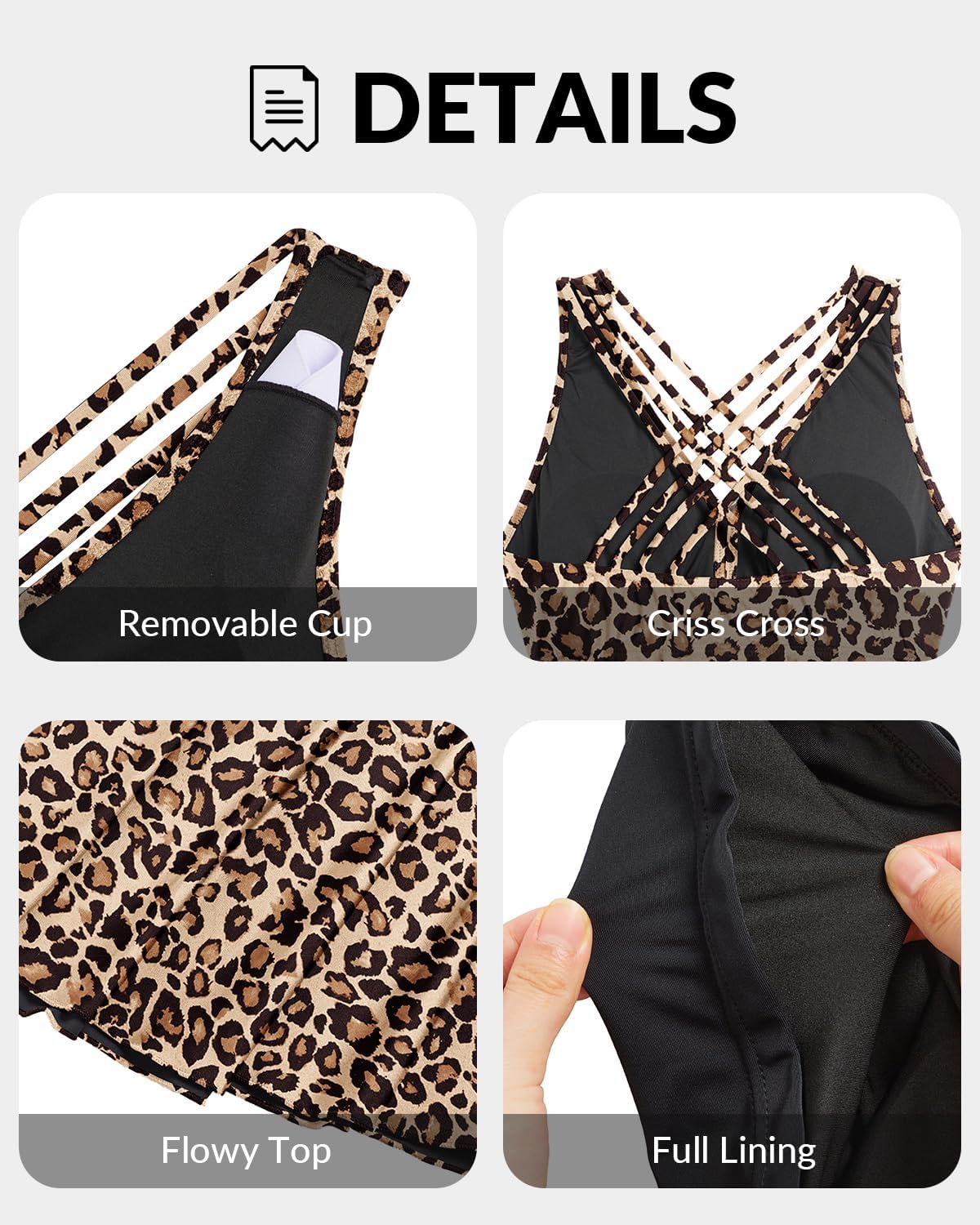 Aqua Eve Plus Size Swimsuits with Shorts Two Piece Tankini for Women Flowy Bathing Suits Athletic Swimwear - Image 6