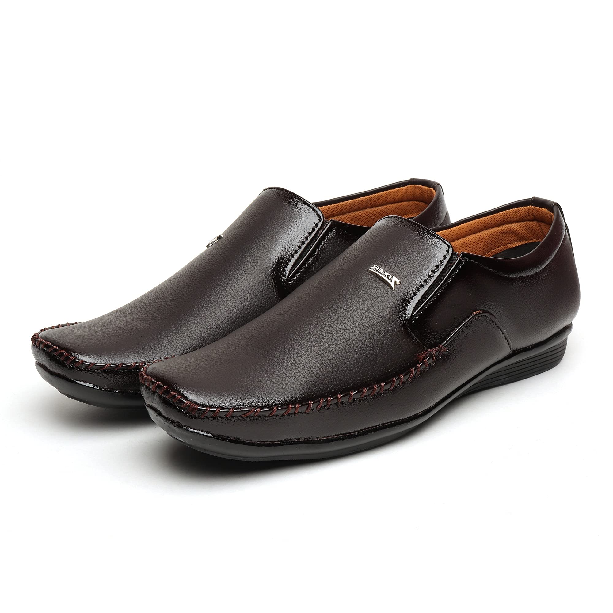 Zixer Synthetic Leather Mens Formal Shoes || Office Formal Shoes Men Latest Stylish|| Formal Shoes for Men Leather Look Slip On Brown (B07MJXVKK1) Amazon Price History, Amazon Price Tracker