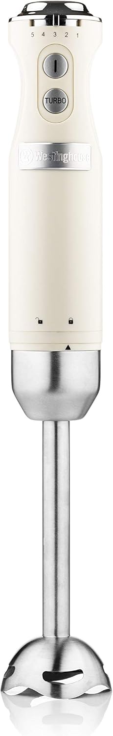 Westinghouse Retro Hand Blender – 600W Handheld Stick Blender for Kitchen – Stainless Steel Electric Soup Blender – Food Mixer with Various Speeds and Turbo Setting – Cream Westinghouse Retro Hand Blender – 600W Handheld Stick Blender for Kitchen – Stainless Steel Electric Soup Blender – Food Mixer with Various Speeds and Turbo Setting – Cream
