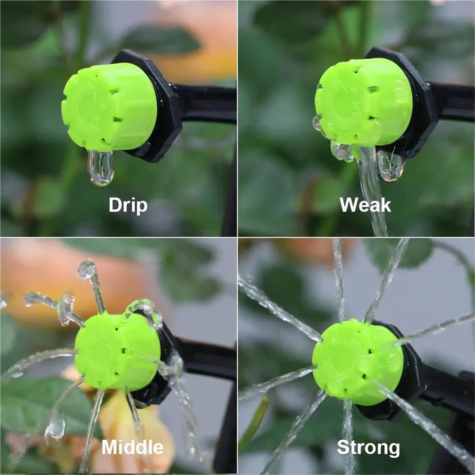 Emisores de Riego por Goteo 30-1000 aspersores de Goteo Ajustables 8 Orificios, Verdes, con emisor 1/4'', Boquilla microgoteo for Sistema riego Manguera jardín(F-1000PCS)