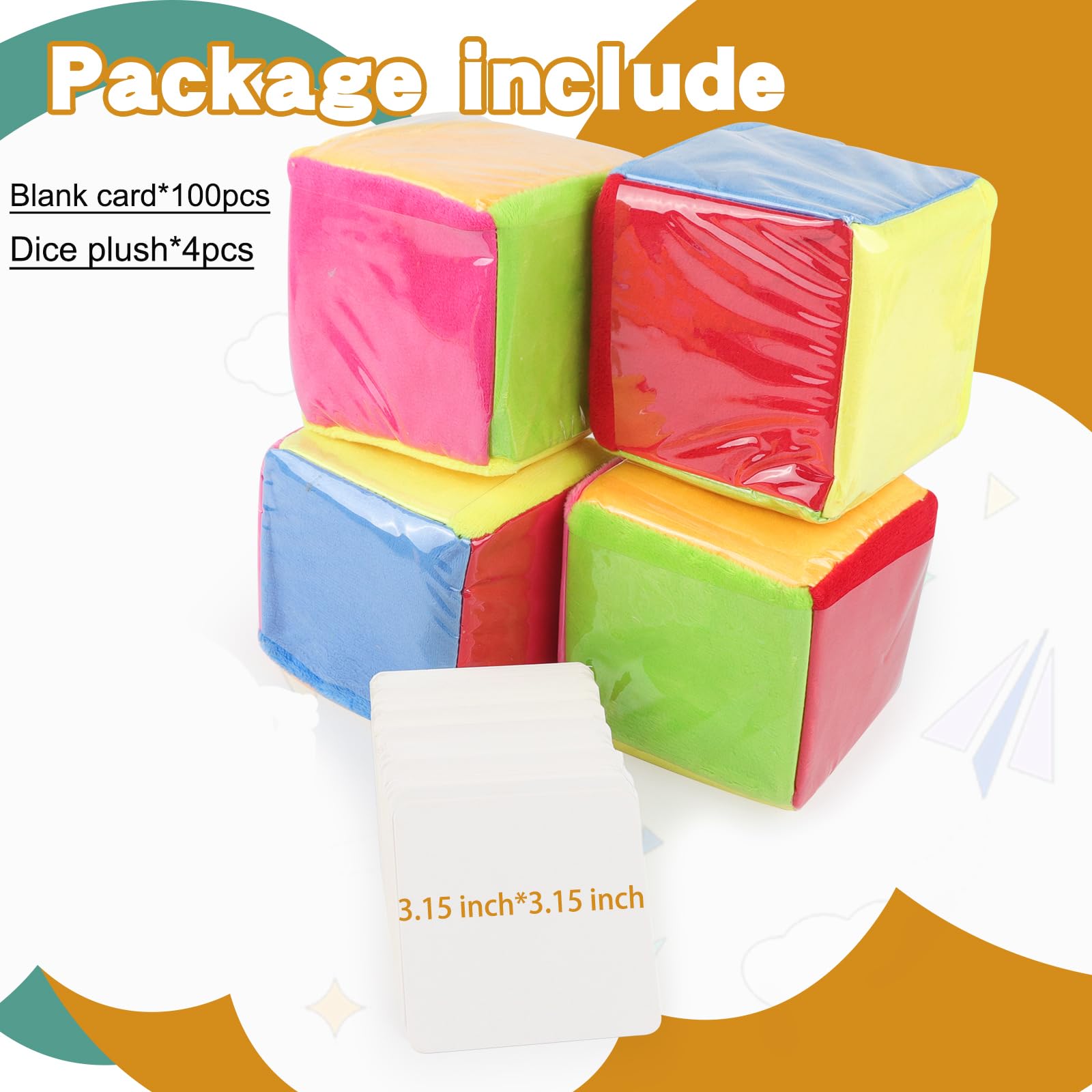 Anboor - Juego de Dados Educativos con Bolsillo, 4 Unidades, Cubos de Aprendizaje de Espuma Suave