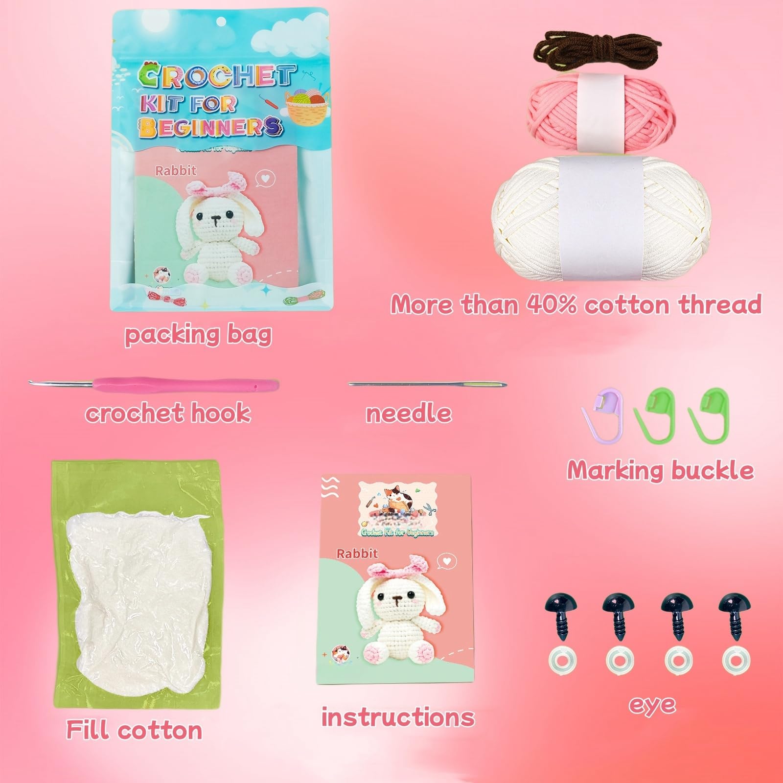 Swoolfe Crochet Kit for Beginners Crochet Kit W Step-by-Step Video Tutorials, Crochet Animal Kit - Image 3