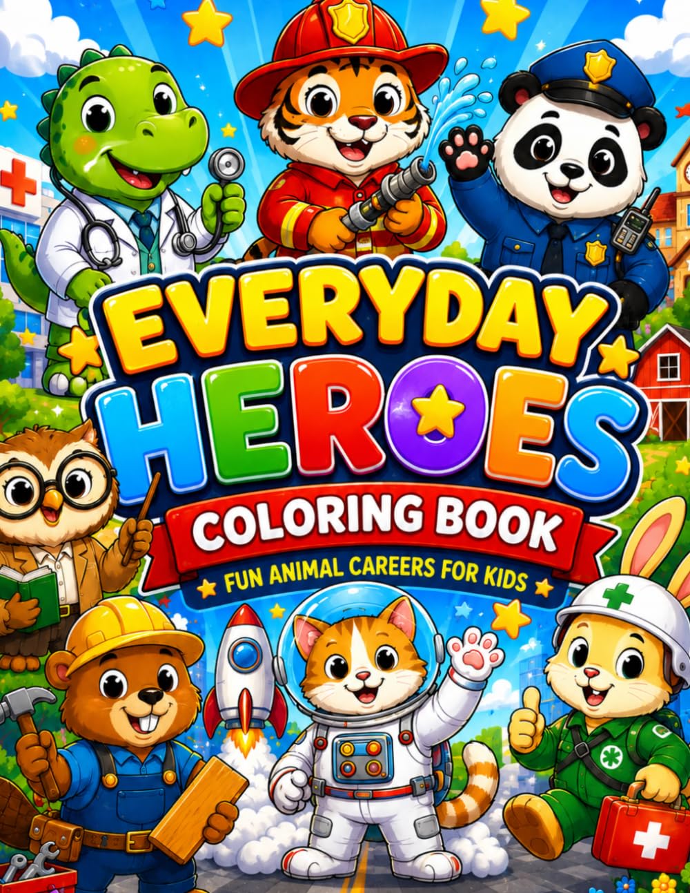 Everyday Heroes Coloring Book: Fun Animal Careers for Kids