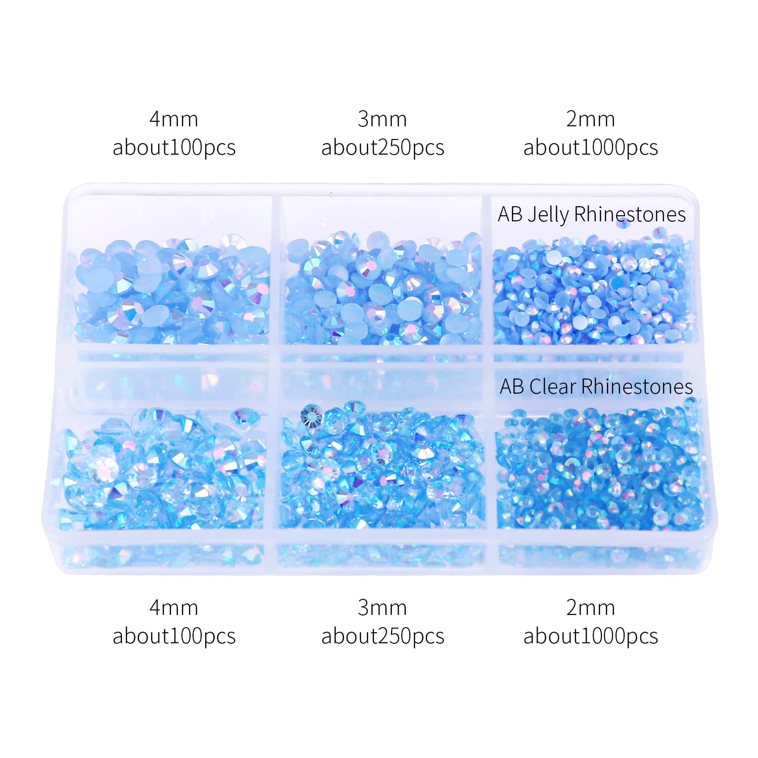 Resin Jelly Rhinestones Set 5Box 2/3/4mm AB Jelly Nail Rhinestones Resin Flatback Clear Nail Gem Stone for DIY Nail Art Decoration Accessories(Pink)