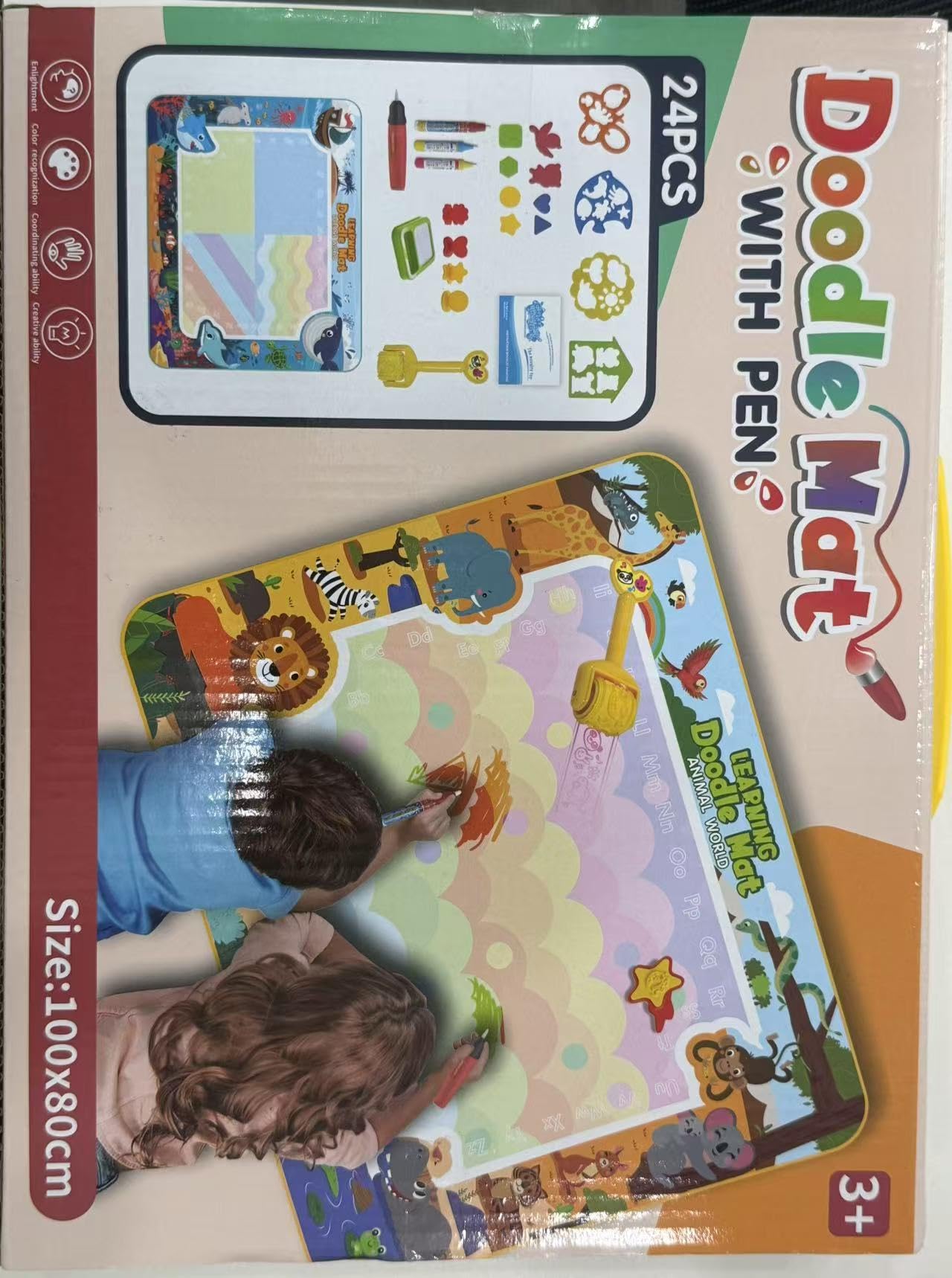 Zabawka dla dzieci od 1, 2, 3 lat – mata do malowania z pisakiem wodnym, Aqua Magic Doodle Painting Mat dla dzieci, prezent dla dziewczynek i chłopców w wieku 1, 2, 3 lat