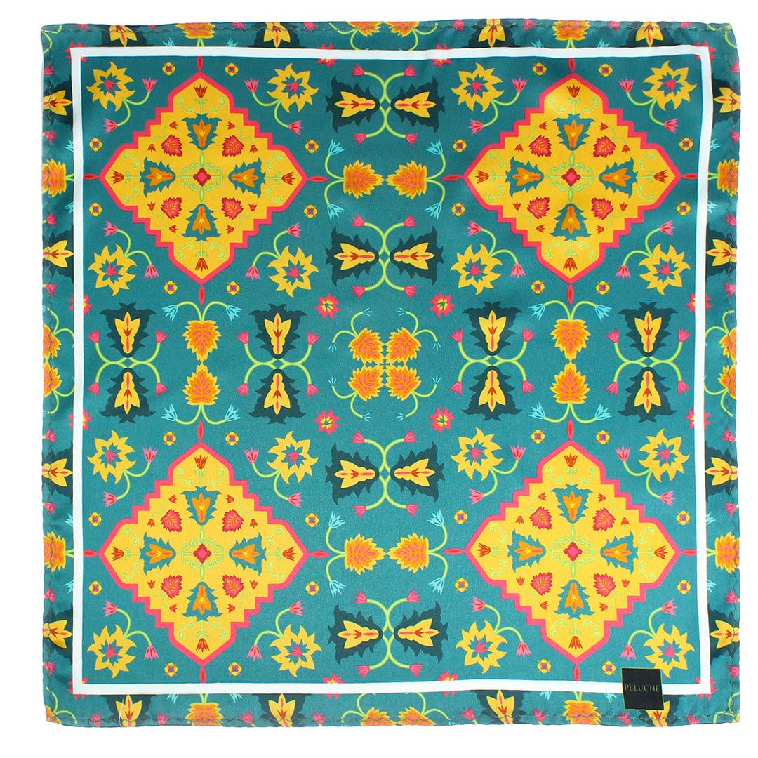 peluche Whispering Petals Multicolor Pocket Square for Men (14X14 inches)-picture-16