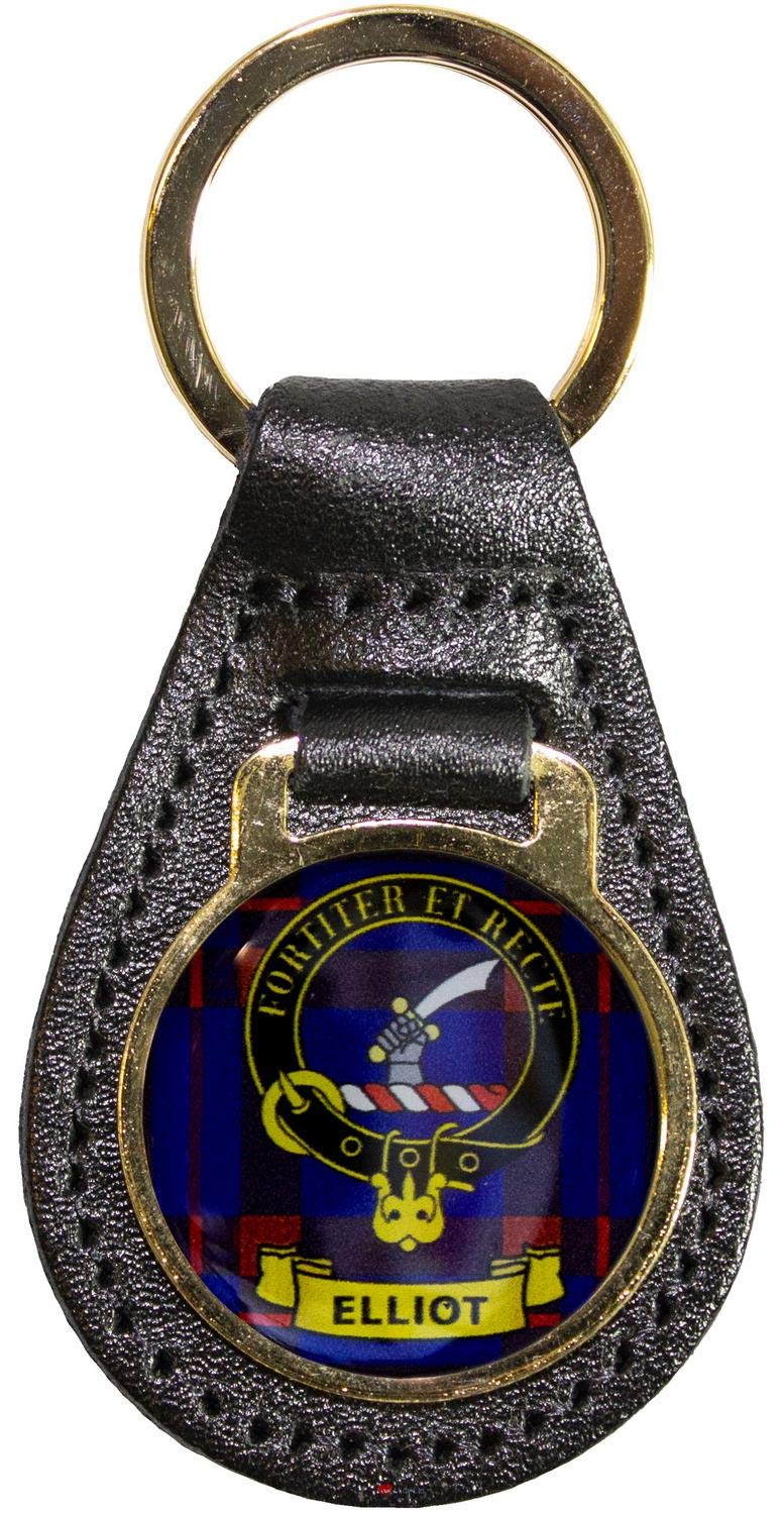 I Luv Ltd Elliot Leather Key Fob Scottish Clan Crest Scottish Made