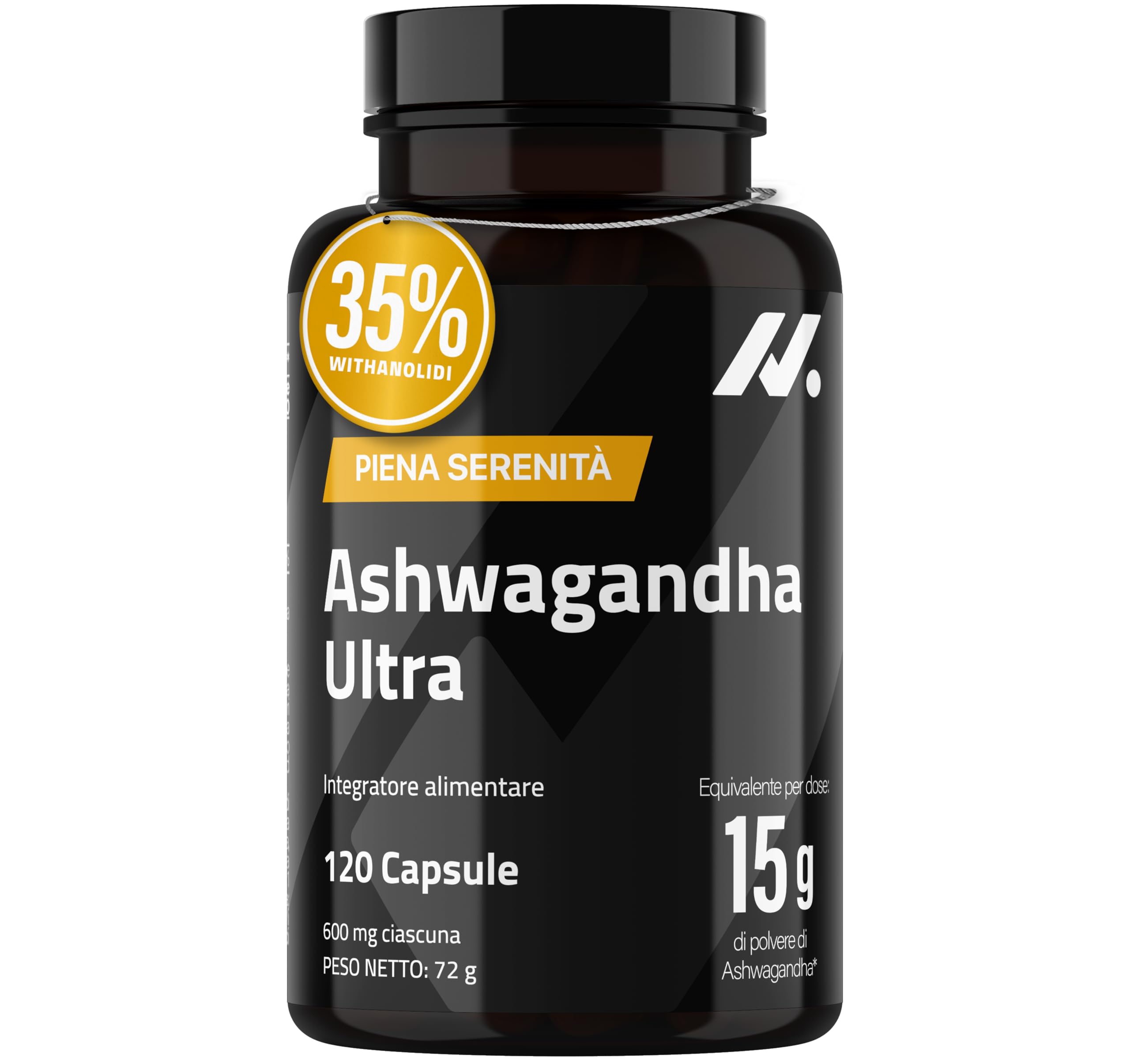 Ashwagandha Shoden Ultra® 35% di withanolidi – 15.000 mg equivalenti | 7x più concentrata rispetto all’Ashwagandha KSM-66 | Supporto alla concentrazione, al sonno profondo e all’energia | 120 capsule