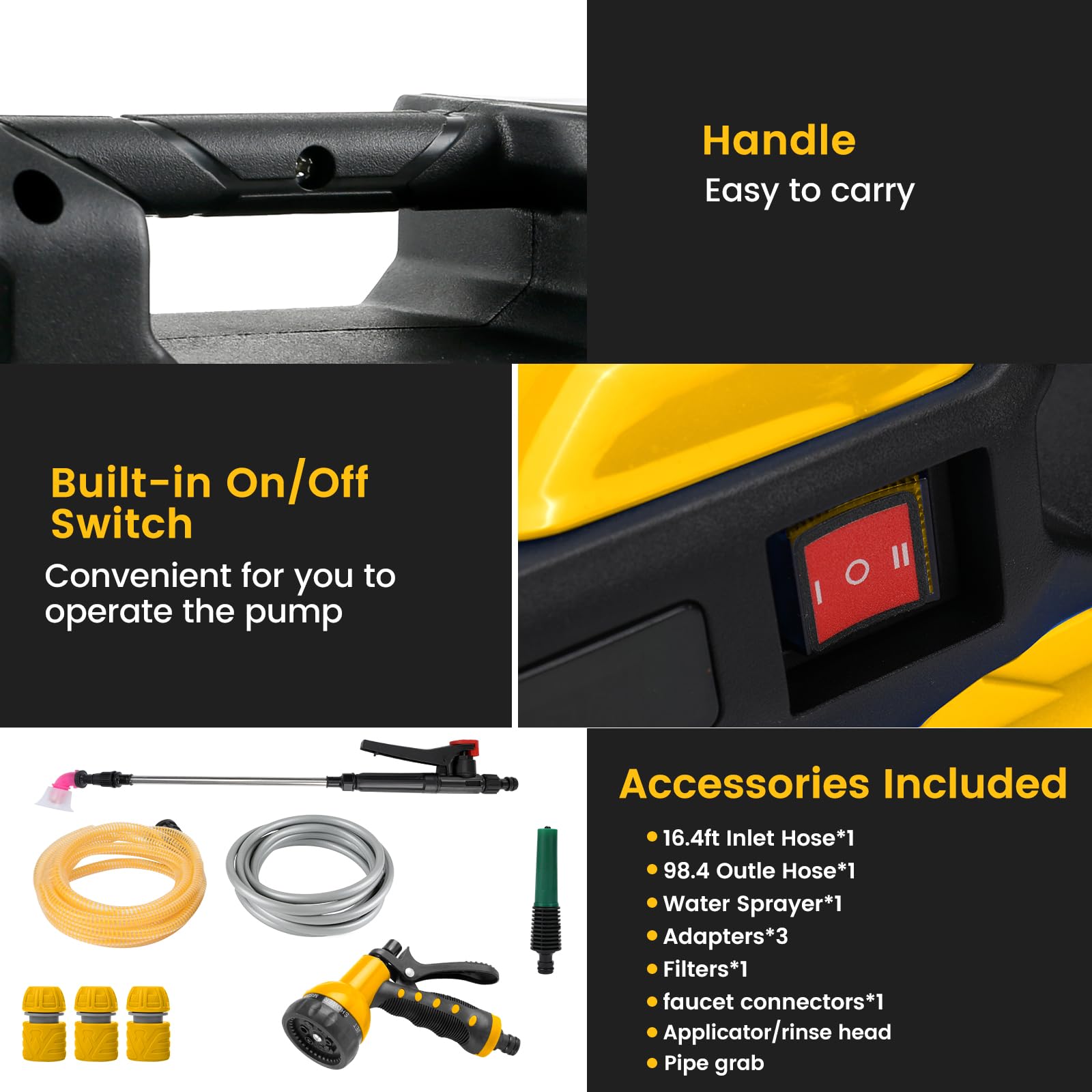 Pompe à eau, compatible avec Makita 18 V batterie | pompe auto-aspirante portable sans fil pour piscine de jardin, bassins, aquariums (outil uniquement, pas de batterie)