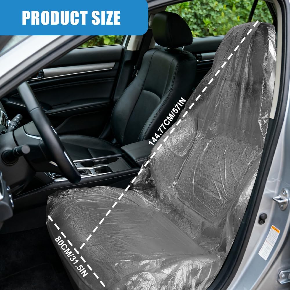 50PCS Disposable Car Seat Covers, Plastic Vehicle Seat Protector Set, Anti-Dirty Waterproof Seat Covers to Keep Clean, Universal Protective Cover Accessories for Car Truck Bus (Transparent) image 2