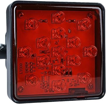 Anzio Red Lens Light 15 LED Super Bright Brake Light Trailer Hitch Receiver Cover Compatible with Towing Hauling 2 inch Standard Size Receiver Compatible with Truck SUV RV