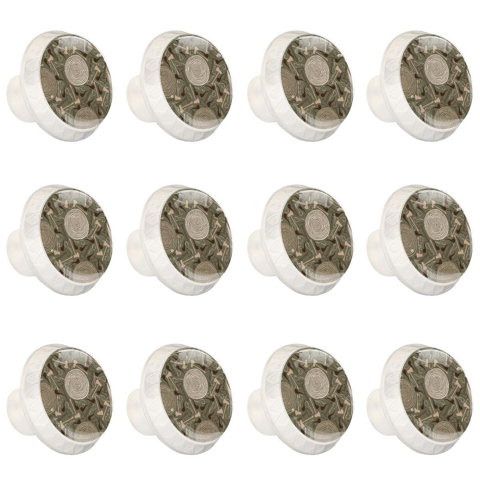 TBOUOBT Confezione da 12 pomelli per mobili da cucina, pomelli per cassetti, pomelli per comò, tiranti per cassetti, cassetti per comò, pomelli per maniglie,Anelli annuali in legno modello vintage