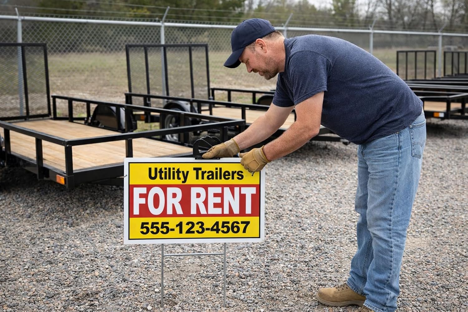 Custom For Rent Yard Signs – 2 Pack – 18” x 24” Double-Sided Outdoor Sign with Metal H Stake – Weather Resistant Plastic