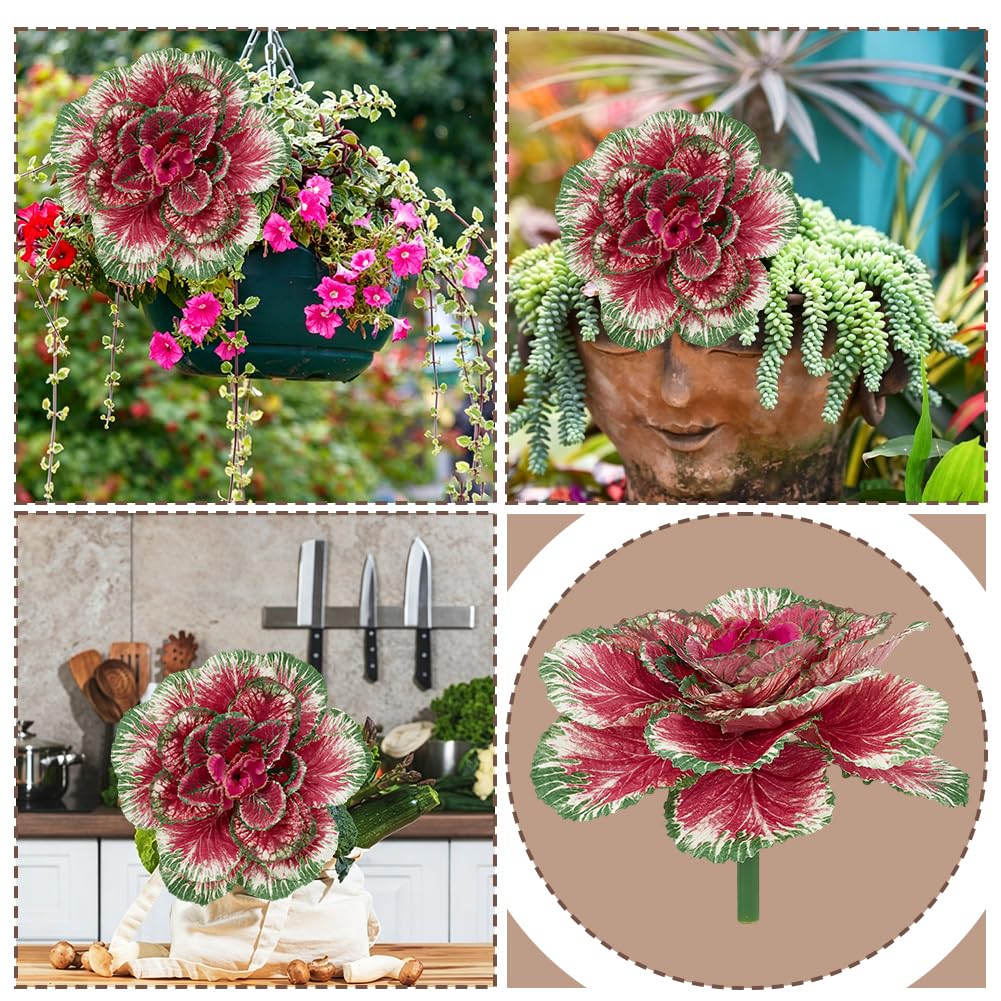 2 verdure artificiali di cavolo finto, realistiche, per piante di cavolo finte, decorazione per esterni, resistente ai raggi UV, verdure ornamentali finte, per casa, giardino, portico, patio