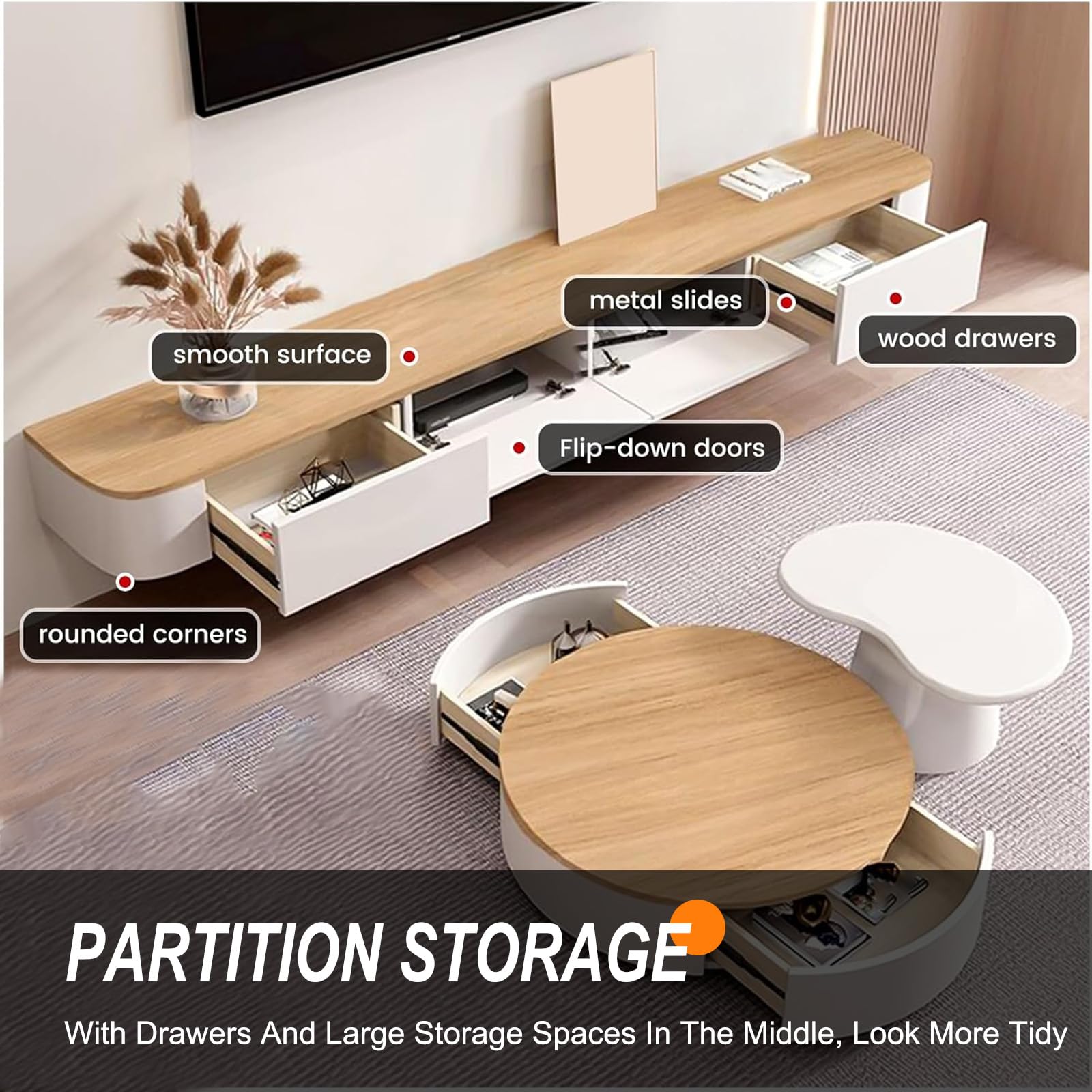Mueble TV Flotante Negro, Mueble TV Suspendido Para Pared, Consola Entretenimiento Moderna, Armario Televisión con Puertas y Cajones Ideal para Salón y Dormitorio (Color madera, 120cm/47.2in)