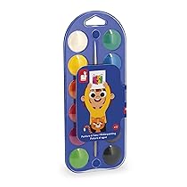 Janod Tavolozza per Pittura ad acqua-12 pastiglie e Pennello Inclusi-Facile da Usare e Lavabile-Coperchio utile per mescolare i Colori-Hobby creativi e attività manuali-J07409, Multicolore, J07409