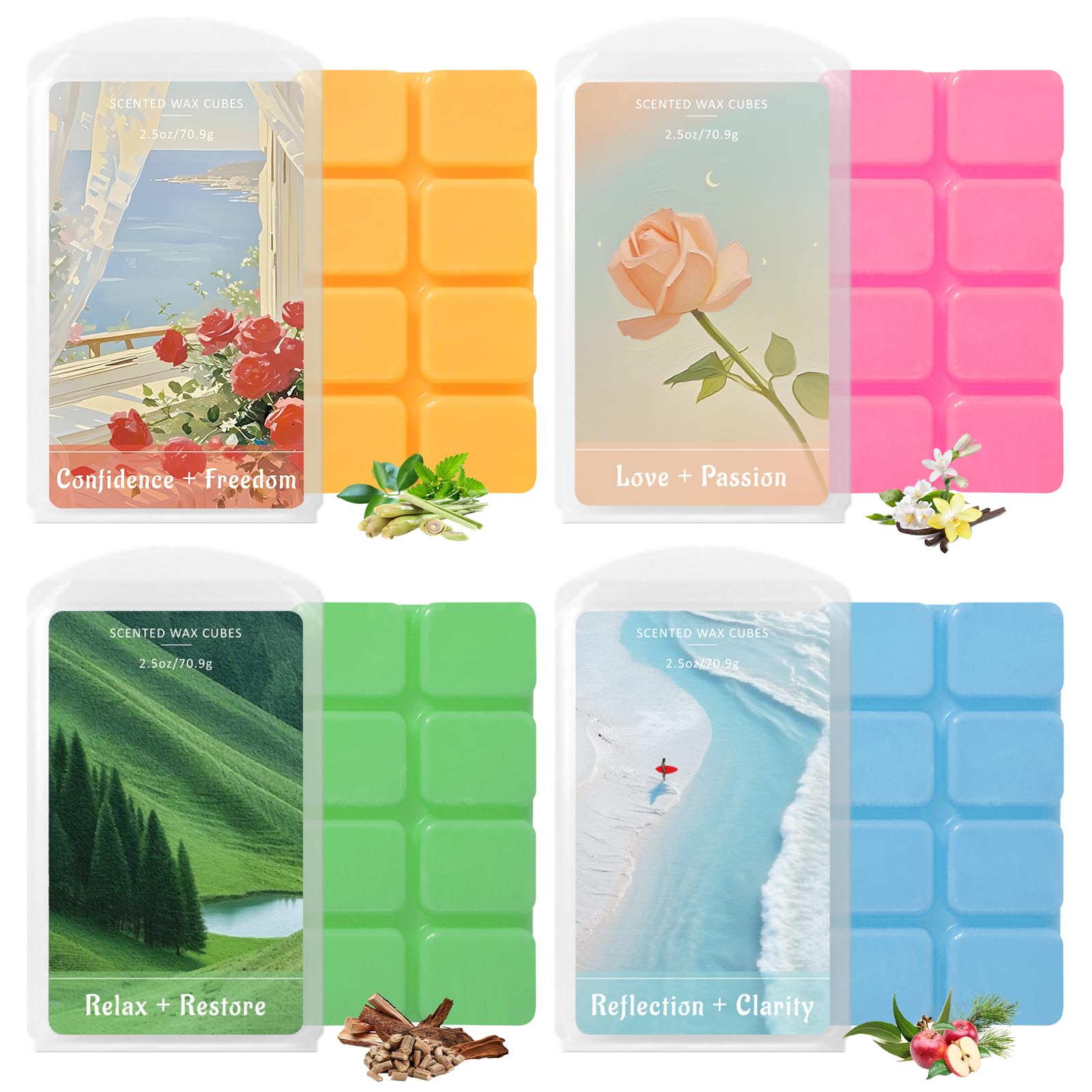 SCENTORINI Wax Melts, Fall Scent Wax Cubes for Healing Calming Relax