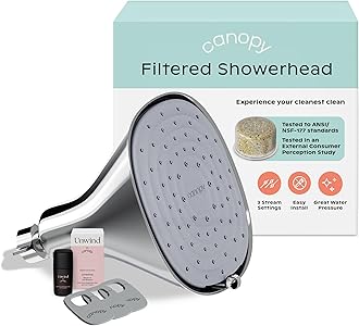 Canopy Filtered Shower Head - High Pressure Shower Head Filter for Hard Water - Shower Filter To Remove Impurities for Healthier Scalp, Skin & Hair - Support Hair Growth & Minimize Breakage - Chrome