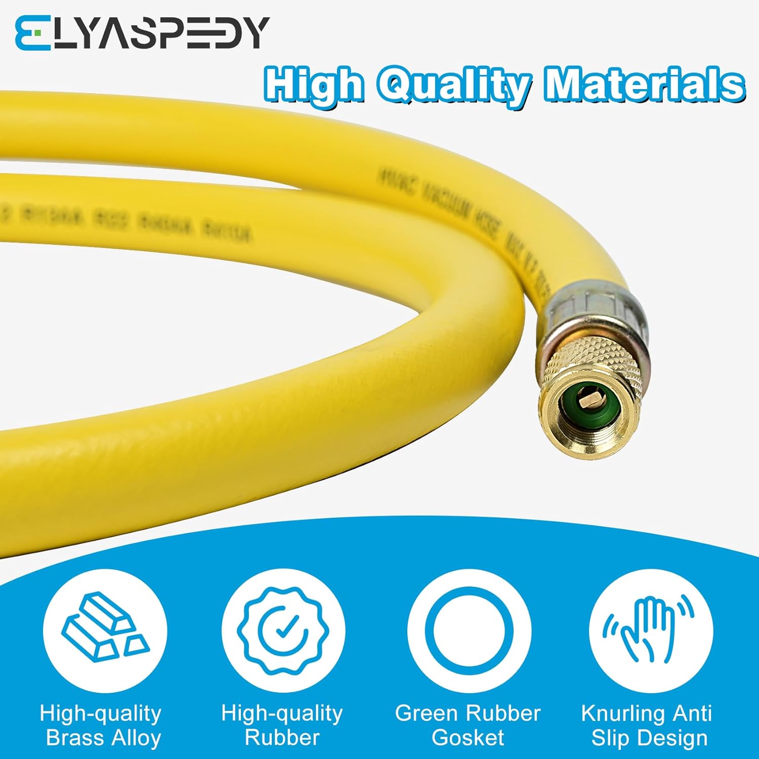 2026 Upgrade 3/8" Diameter Hose, 1/4" FL to 1/4" FL Vacuum Certified Refrigerant Hose,6-Feet,for R410A and All Common Refrigerants- 800 PSI Working Pressure,Yellow