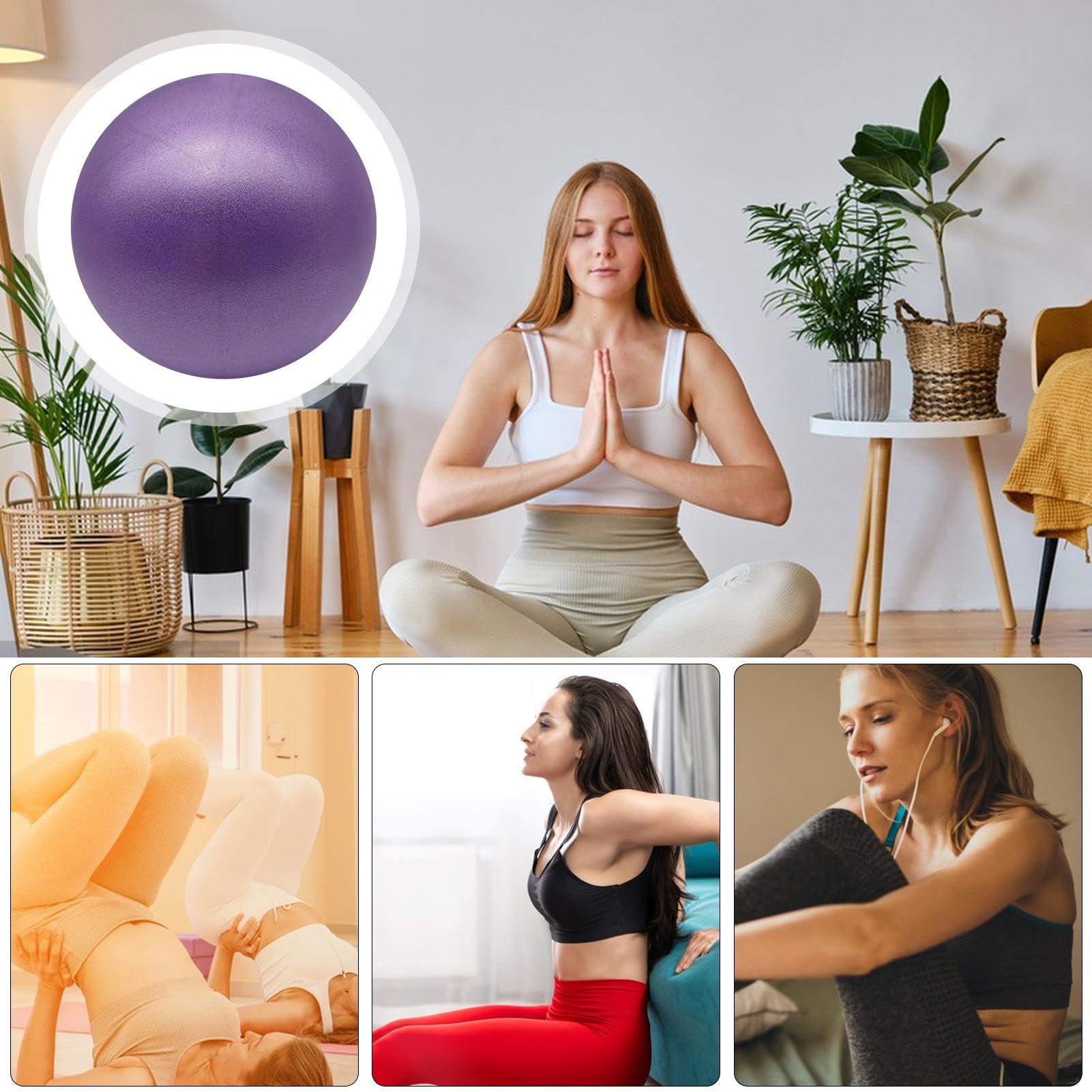 Genérico Pelota De Pilates De 15 Cm, Pelota Pequeña De Fitness con Pajita, Equipo para Gimnasio En Casa, Pelotade Entrenamiento Inflable De PVC para Gimnasia Y Ejercicios De Elevación De Cadera