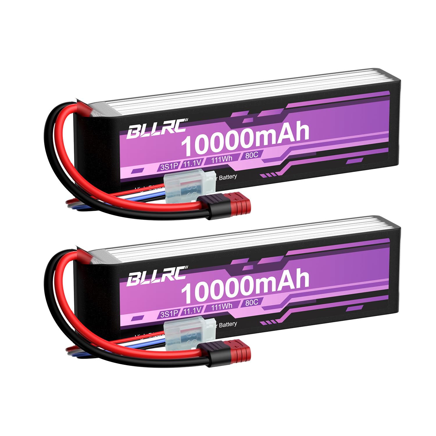 2PCS 11.1V 10000mAh 3S 80C LiPo-Akku mit T-Stecker für RC-LKW, Geländewagen, Quadrokopter, Fotodrohnen und Hubschrauber