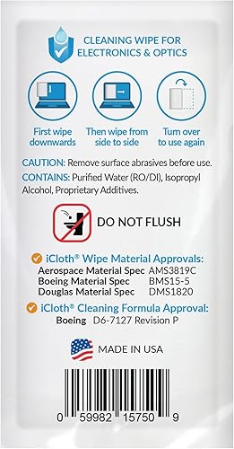 Miniatura 2 de iCloth - Toallitas húmedas empacadas individualmente, para limpiar lentes y pantallas grandes, de grado profesional, 1 toallita limpia un monitor