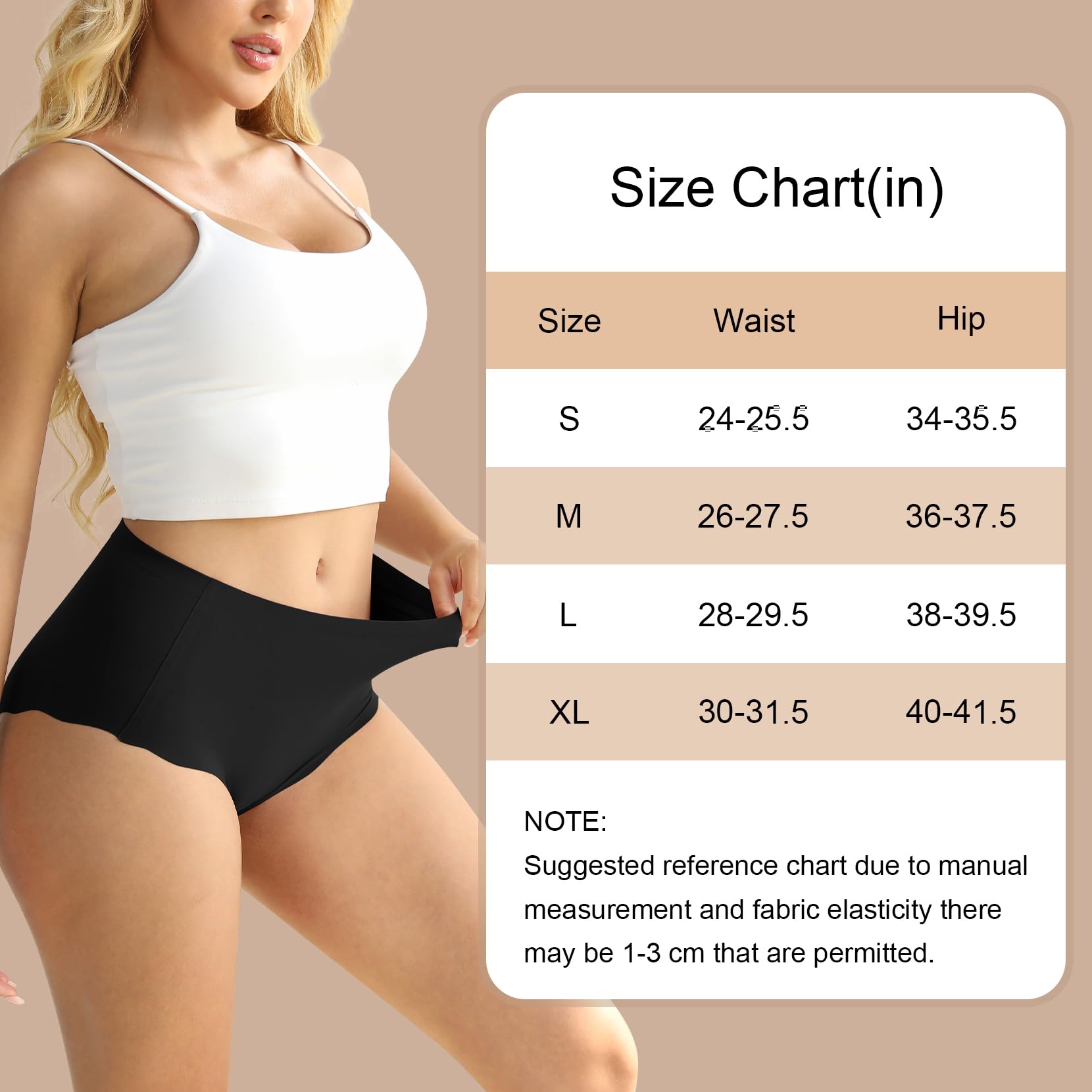 Lot de 6 culottes sans couture pour femme - Respirantes - Taille haute - Confortables - Anti-humidité - Bords ondulés - Couverture complète