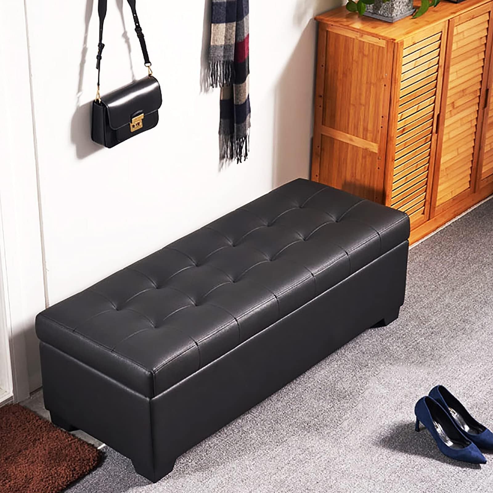 Tabouret à langer rembourré pour entrée afin de ranger les chaussures proprement