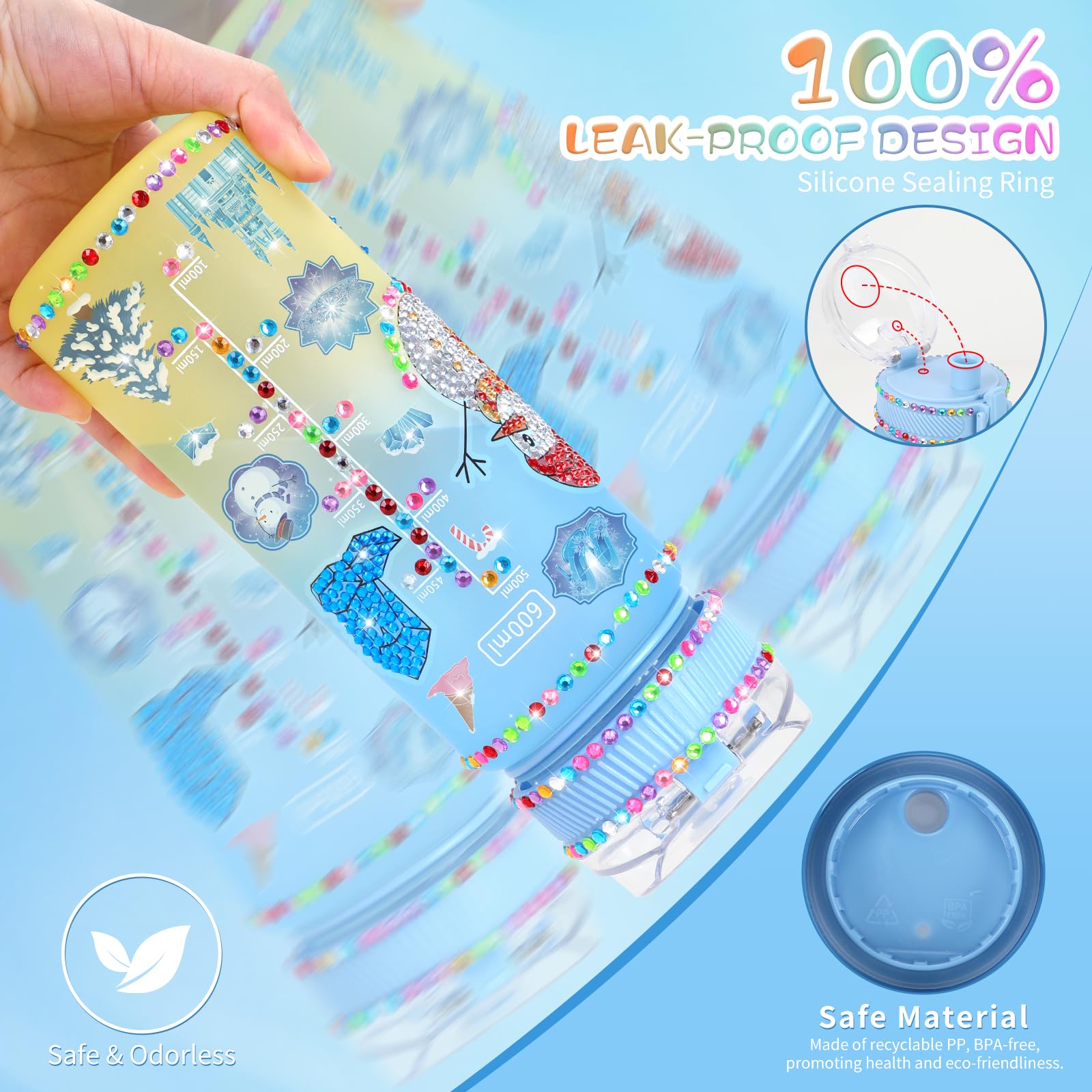 Decora tu propia botella de agua para niñas de 4 a 6 a 8 a 10 años, juguetes de Frozen para niñas, manualidades de pintura, divertidos kits de artes y manualidades de 6 a 12 años, regalos de 6