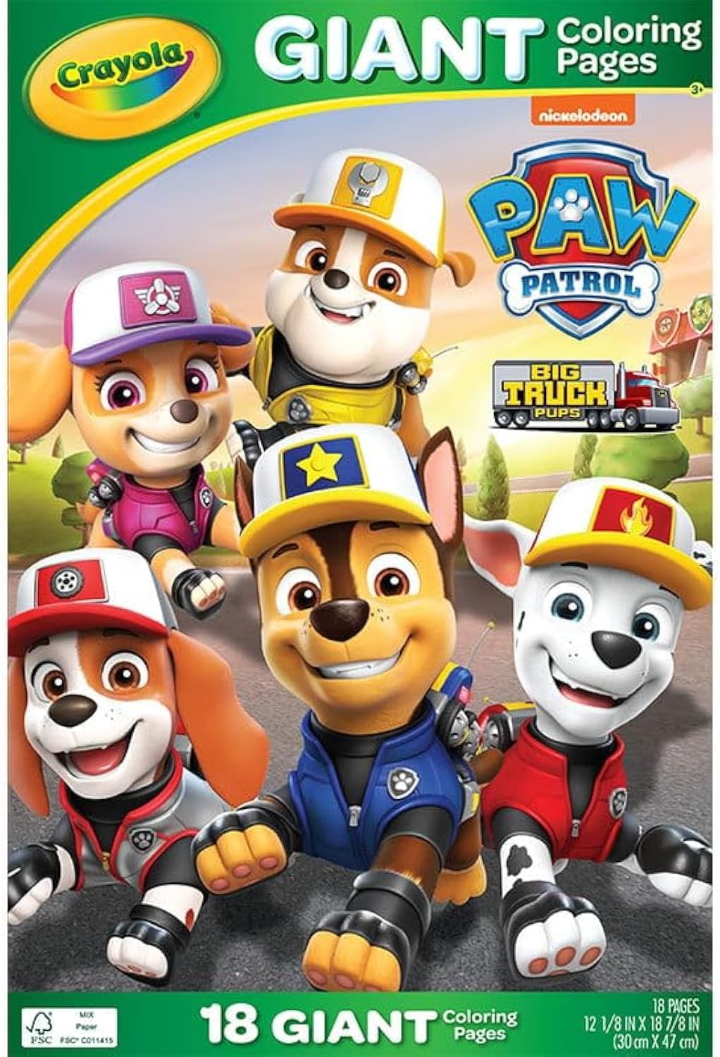 Amazon.com: Crayola Giant Coloring Pages, 12.75" x 19.5" (Paw Patrol ...
