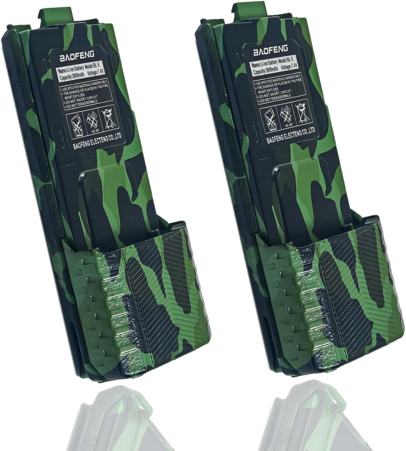 BAOFENG 2 Pack BF-F8HP Battery BL-5 Extended 3800mAh Large Capacity Camo Li-ion Batter for GMRS Radio UV-5R Series