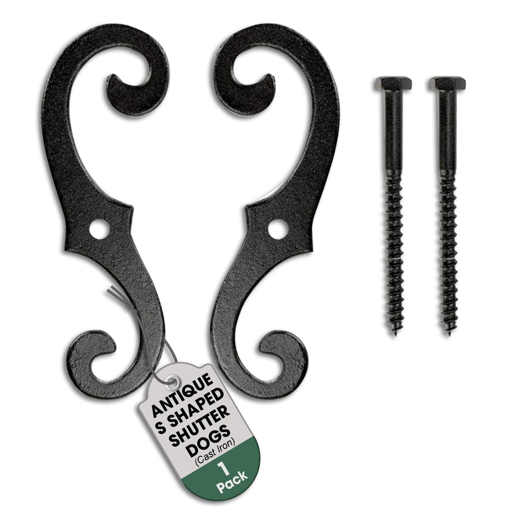 Cast Iron Window Shutter Dogs (Pair) Vintage Style 6-1/2" H X 2-1/4" W