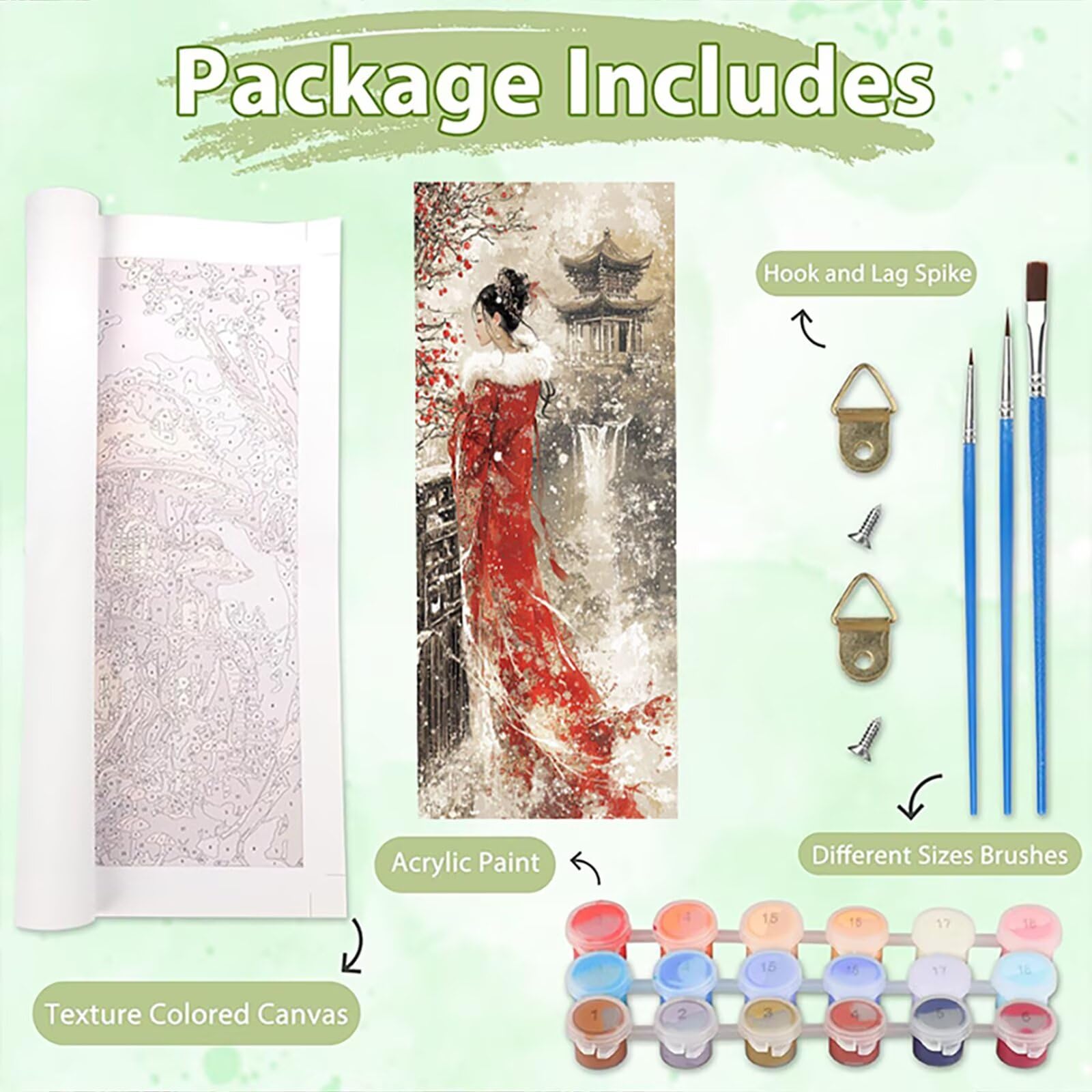 Malen Nach Zahlen 50x150cm Leinwand Antik Malen Nach Zahlen Erwachsene mit Ohne Rahmen, DIY Kreativ Set für Erwachsene mit Pinseln und Acrylfarbe, Zimmer Deko Frau Landschaft Geschenk, P0M-941
