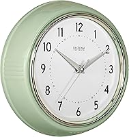 Vista 3 de La Crosse Reloj Retro Diner Light Pistachio Verde Silencioso Reloj de cuarzo de 9.5 pulgadas - 404-3024PH