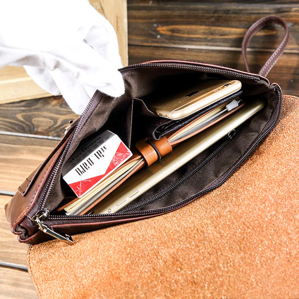 Pochette Uomo In Pelle - Borsello Da Polso Marrone Per Ufficio - Foto 4