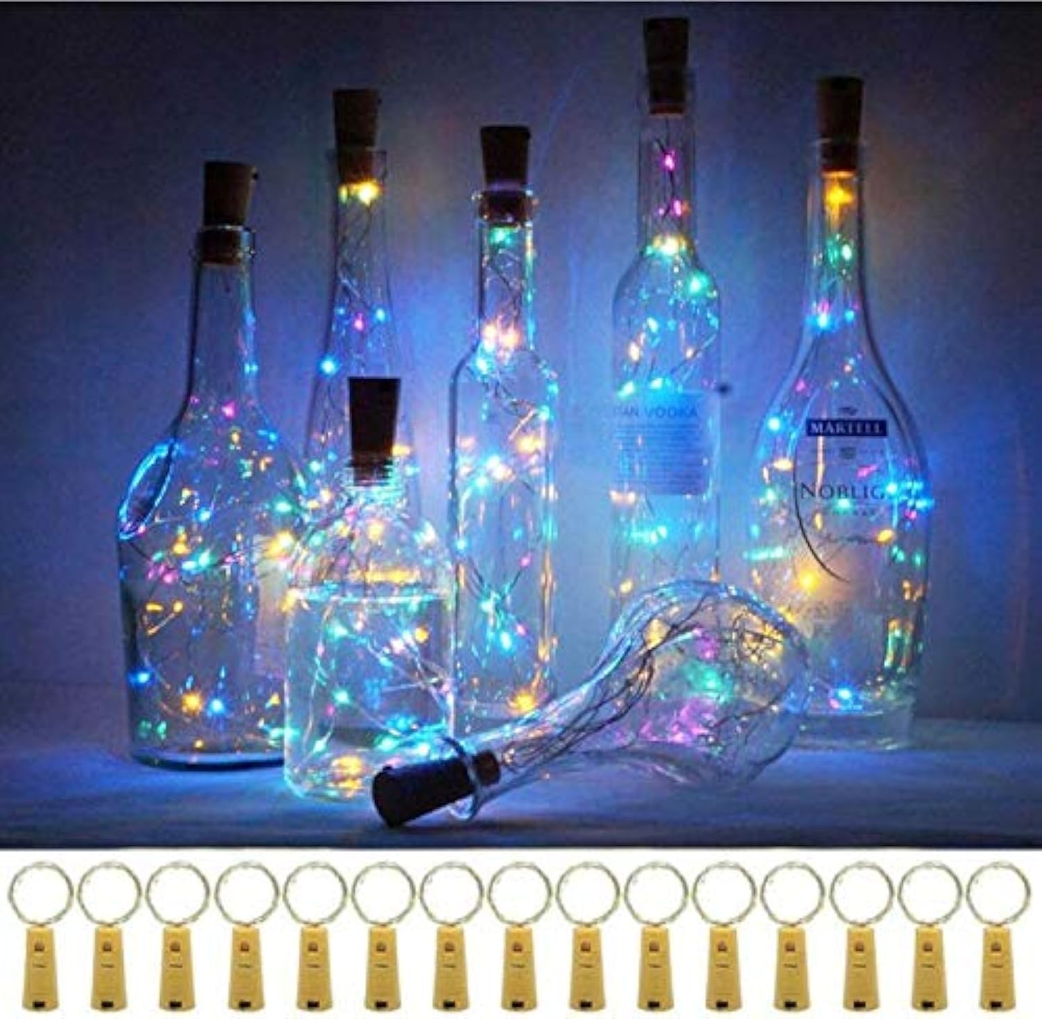KOBWA USB Rechargeable Cork Fairy Lights - 20 LED Copper Wire, For Bottles, Wedding & Party Decor